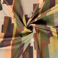 Suede Stretch scuba abstract groen beige bruin