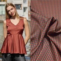 Stretch satijn petit print burgundy brique– A La Ville Collectie /knipmode