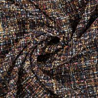 Grof geweven mantelpak stof / boucle  donker blauw multi colors