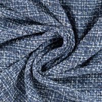 Grof geweven mantelpak stof / boucle midden blauw denim