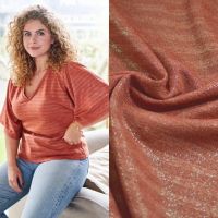 gebreide stof streep brique met goud folie  A La Ville collectie