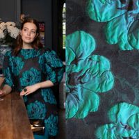organza met bloemen petrol A la ville / knipmode 