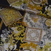 Exclusieve stretch zijde Italiaans design barok style 