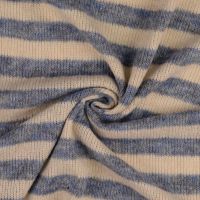 Gebreide stof streep licht blauw beige