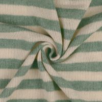 Gebreide stof streep mint licht beige
