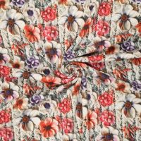 Jogging / alpenfleece digitaal print breisel met bloemen grijs paars