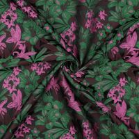 Jacquard bloem groen cerise