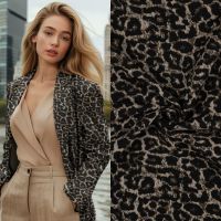 jacquard animal skin leopard beige bruin