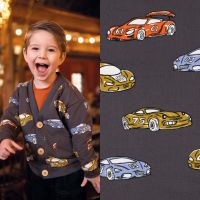 French terry tricot race wagens poppy