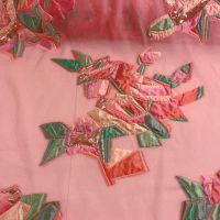 Exclusieve organza jacquard polyamide zijde koraal