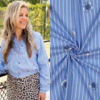 Katoen streep bloem pailletten Poppy meets pomme collection