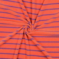 Tricot badstof streep oranje paars Poppy meets pomme
