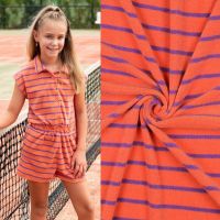 Tricot badstof streep oranje paars Poppy meets pomme