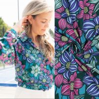 viscose ecovero lenzing digital  flowers petrol Poppy meets Pomme