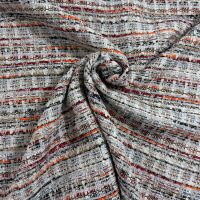 exclusieve grof geweven mantelpak stof licht blauw en goud lurex 