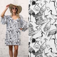 Linnen viscose vogel zwart white off print My image