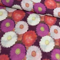 Voile met linnen structuur bloemen print cerise  A La Ville / Knipmode