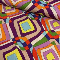 Exclusieve travel viscose italiaans designer stof abstract multi colors