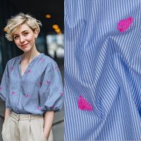 Katoen streep hartjes pailletten 