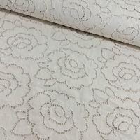 Jeans stof met bloemenborduursel ecru