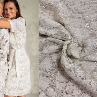 Mesh stof met zilveren pailletten ivory