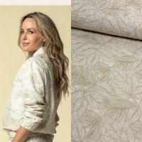 Katoen  broderie stof met bladeren borduring