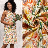 Linnen viscose tulpen print naturel My image