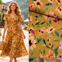 stretch crepe digitaal printed bloemen kerrie A la ville / bittoun