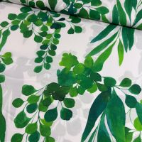 poplin digitaal printed leaves wit groen A la ville / bittoun