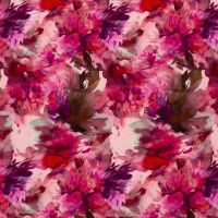 Tricot viscose bloemen print fuschsia cerise