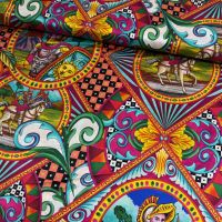 Exclusieve stretch zijde Italiaans designer print dolce vita