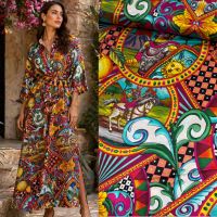 Exclusieve stretch zijde Italiaans designer print dolce vita