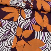 Viscose met blad print burgundy oranje A La Ville / Knipmode