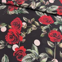 Exclusieve zijde crepe de chine rozen met noppen  italiaanse designerstof 