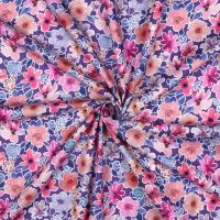 katoen fine poplin digital flowers paars Poppy meets pomme