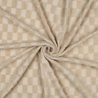 Tricot badstof met blokjes motief zand
