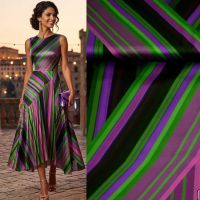exclusieve viscose satijn ecovero stripes paars lime groen