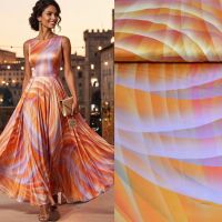 Viscose modal satijn hologram print lila oranje italiaans design 