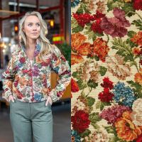 Gobelin flowers bloemen creme rood paars groen   My image