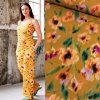 stretch crepe digitaal printed bloemen kerrie A la ville / knipmode