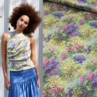 micro krinkel satijn petit flowers  lime groen lila #A la Ville 