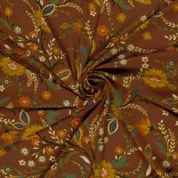 Viscose tricot jersey bloemen print bruin