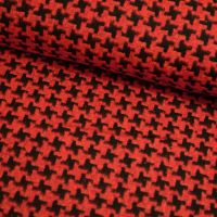 coupon 2  (80cm x 160cm)exclusieve grof geweven stof italiaans design pied du poule ruit  rood