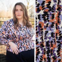 Katoen Viscose Abstract – Paars- Poppy meets Pommé