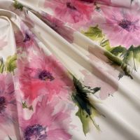 Mikado geprint met grote bloem  roze ivory