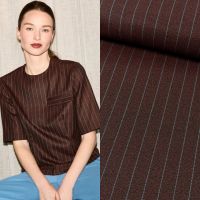 Terlenka stretch krijtstreep bruin - A La Ville / knipmode