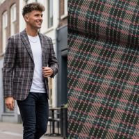 Exclusieve wollen ruit italiaanse designer stof oud rose mos groen