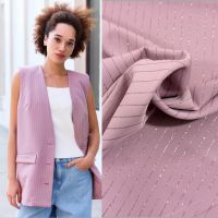 stretch comfort glitter krijtstreep oud roze- Knipmode - A la ville
