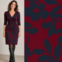 Punta di roma jersey  bloemen blauw bordeaux 
