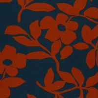 Punta di roma jersey  bloemen blauw brique 